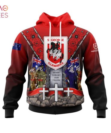 Nrl St. George Illawarra Dragons, Specialized Anzac Jersey Concepts 3D Hoodie