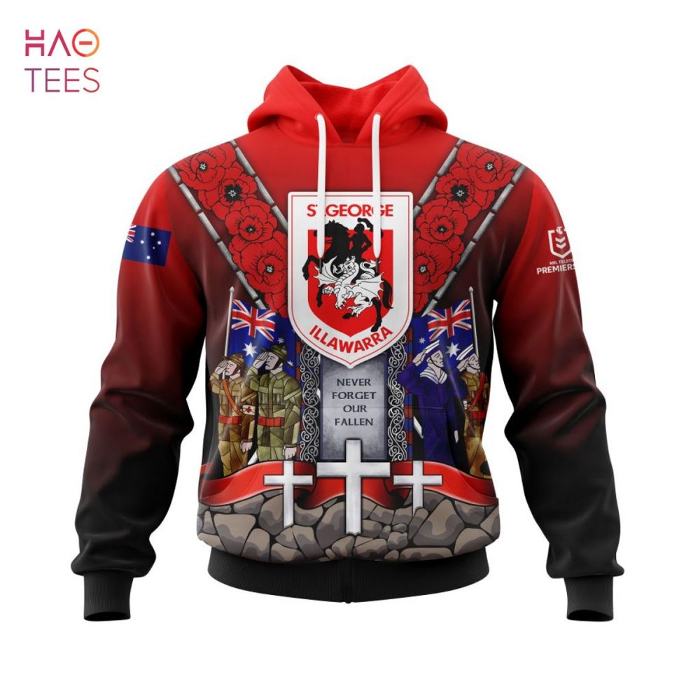 Nrl St. George Illawarra Dragons, Specialized Anzac Jersey Concepts 3D Hoodie