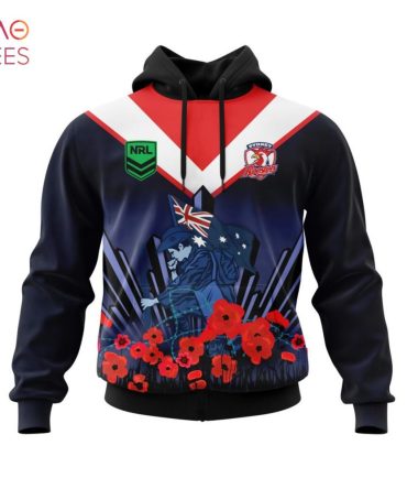 Nrl Sydney Roosters, Specialized 2022 Anzac Jersey Concepts 3D Hoodie
