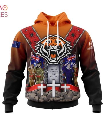 Nrl Wests Tigers, Specialized Anzac Jersey Concepts 3D Hoodie