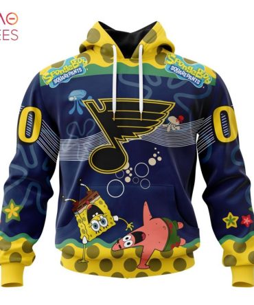 St. Louis Blues, Specialized Jersey With Spongebob 3D Hoodie