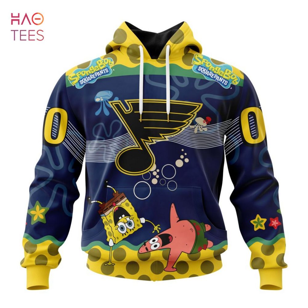 St. Louis Blues, Specialized Jersey With Spongebob 3D Hoodie