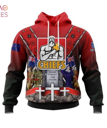 Super Rugby Gallagher Chiefs, Specialized Anzac Jersey Concepts 3D Hoodie