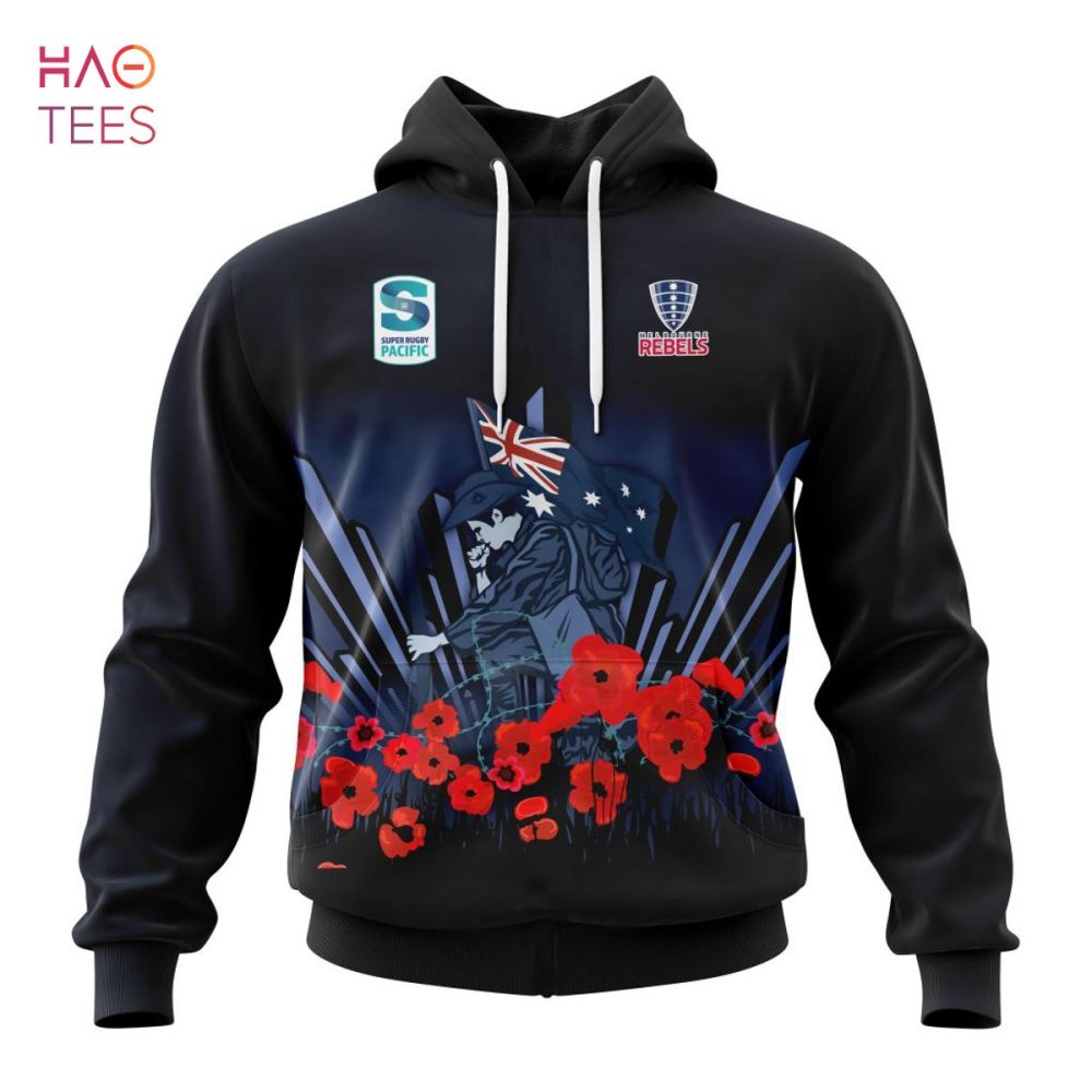 Super Rugby Melbourne Rebels, Specialized 2022 Anzac Jersey Concepts 3D Hoodie