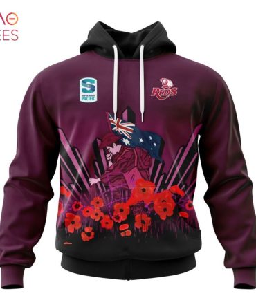 Super Rugby Queensland Reds, Specialized 2022 Anzac Jersey Concepts 3D Hoodie