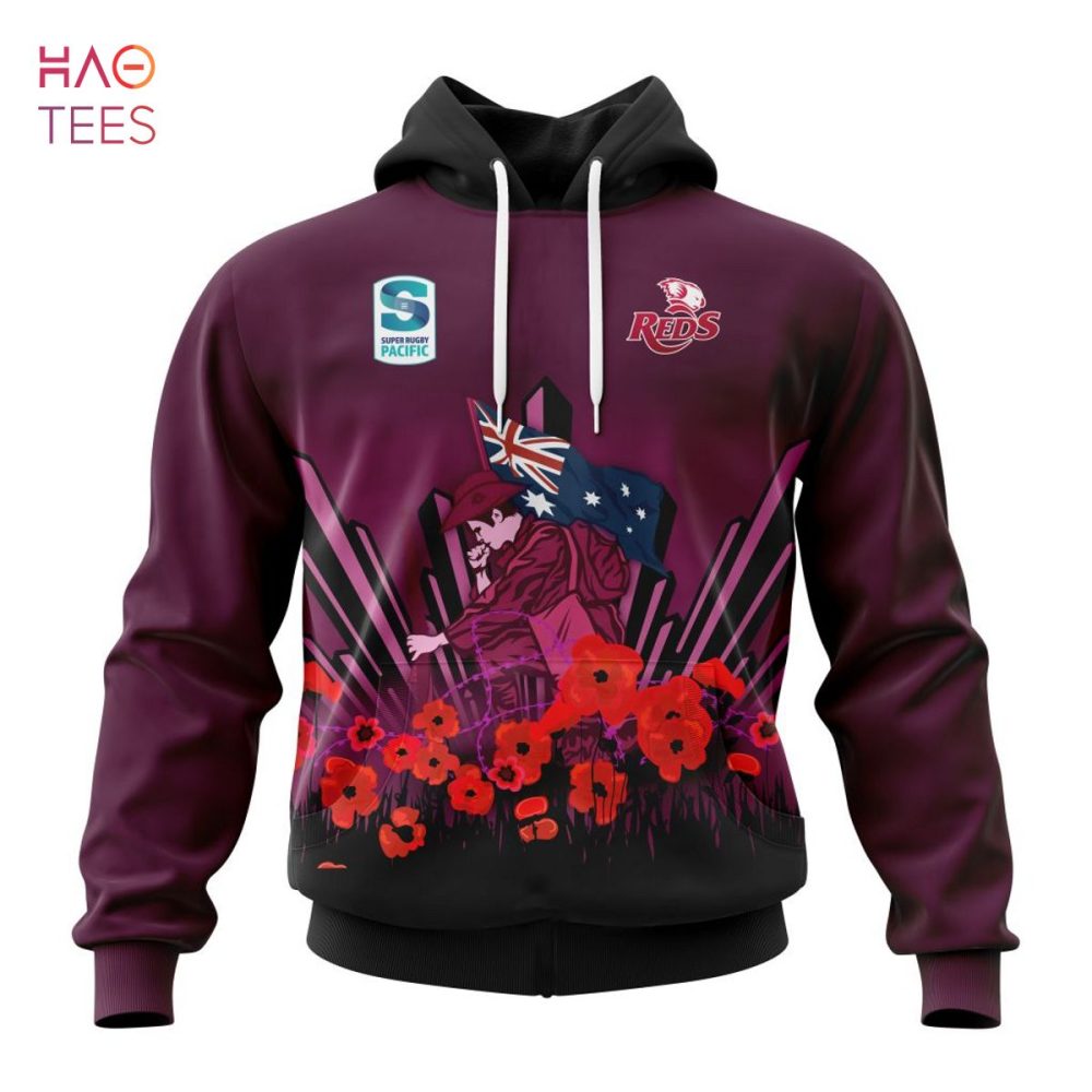 Super Rugby Queensland Reds, Specialized 2022 Anzac Jersey Concepts 3D Hoodie