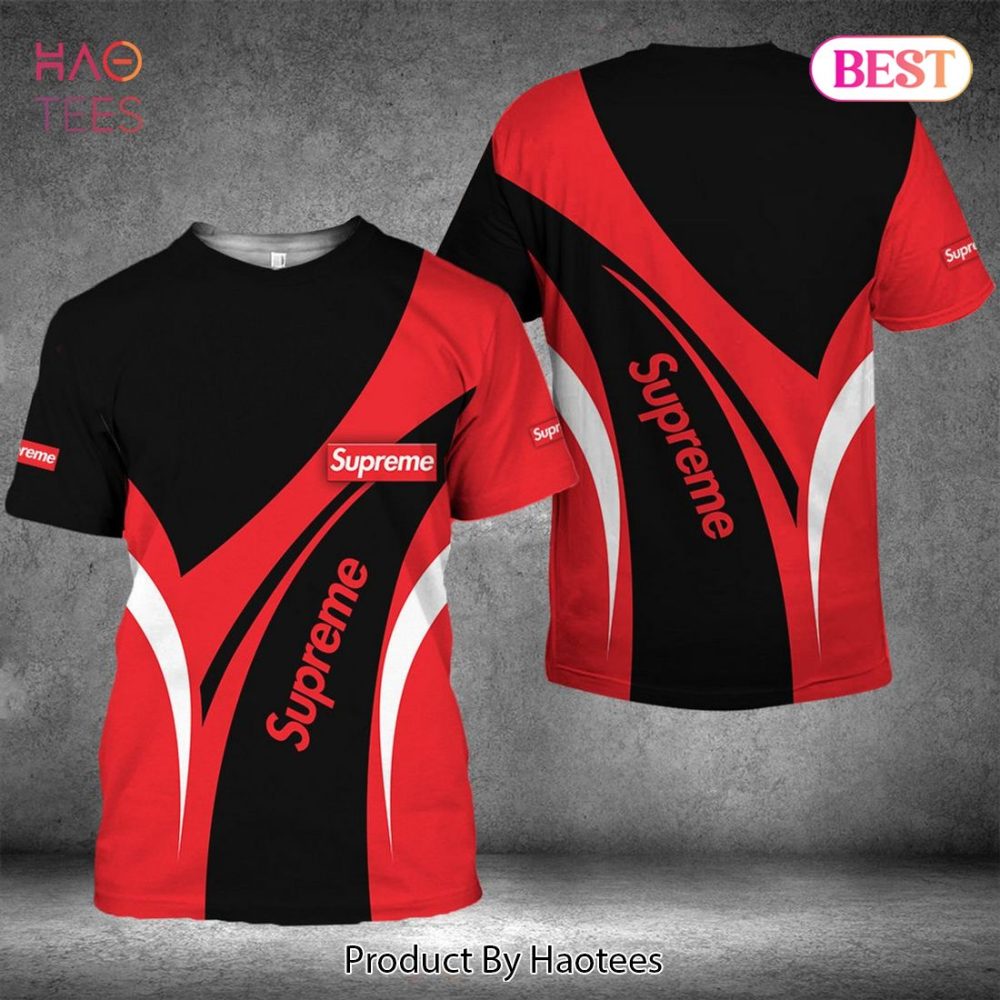 Supreme Black Mix Red Brand 3D T-Shirt Limited Edition