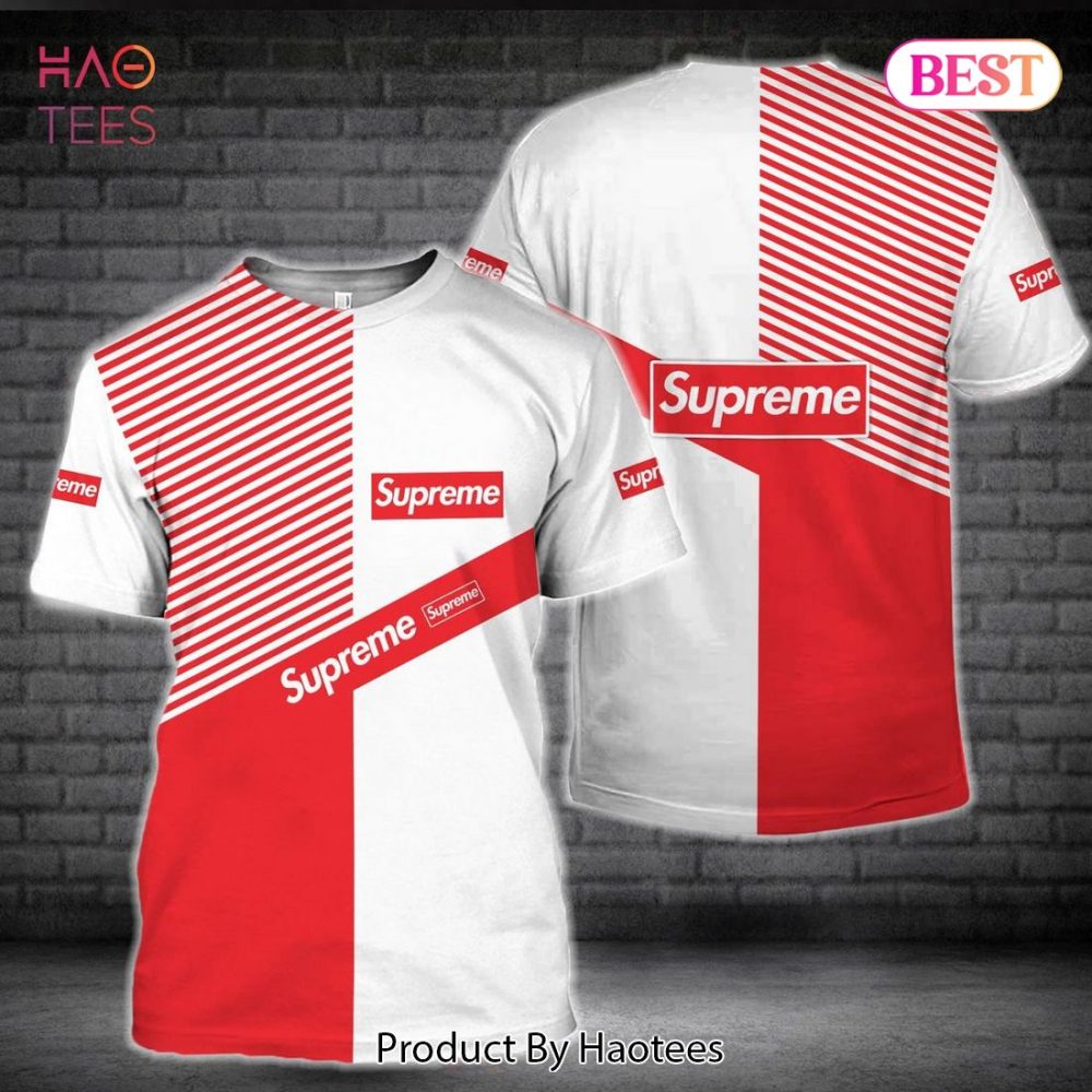 Supreme Black White Red Brand 3D T-Shirt Limited Edition
