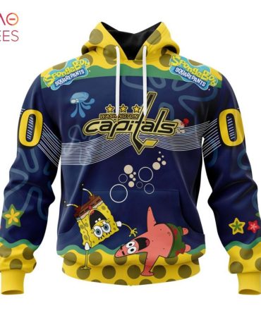 Washington Capitals, Specialized Jersey With Spongebob 3D Hoodie