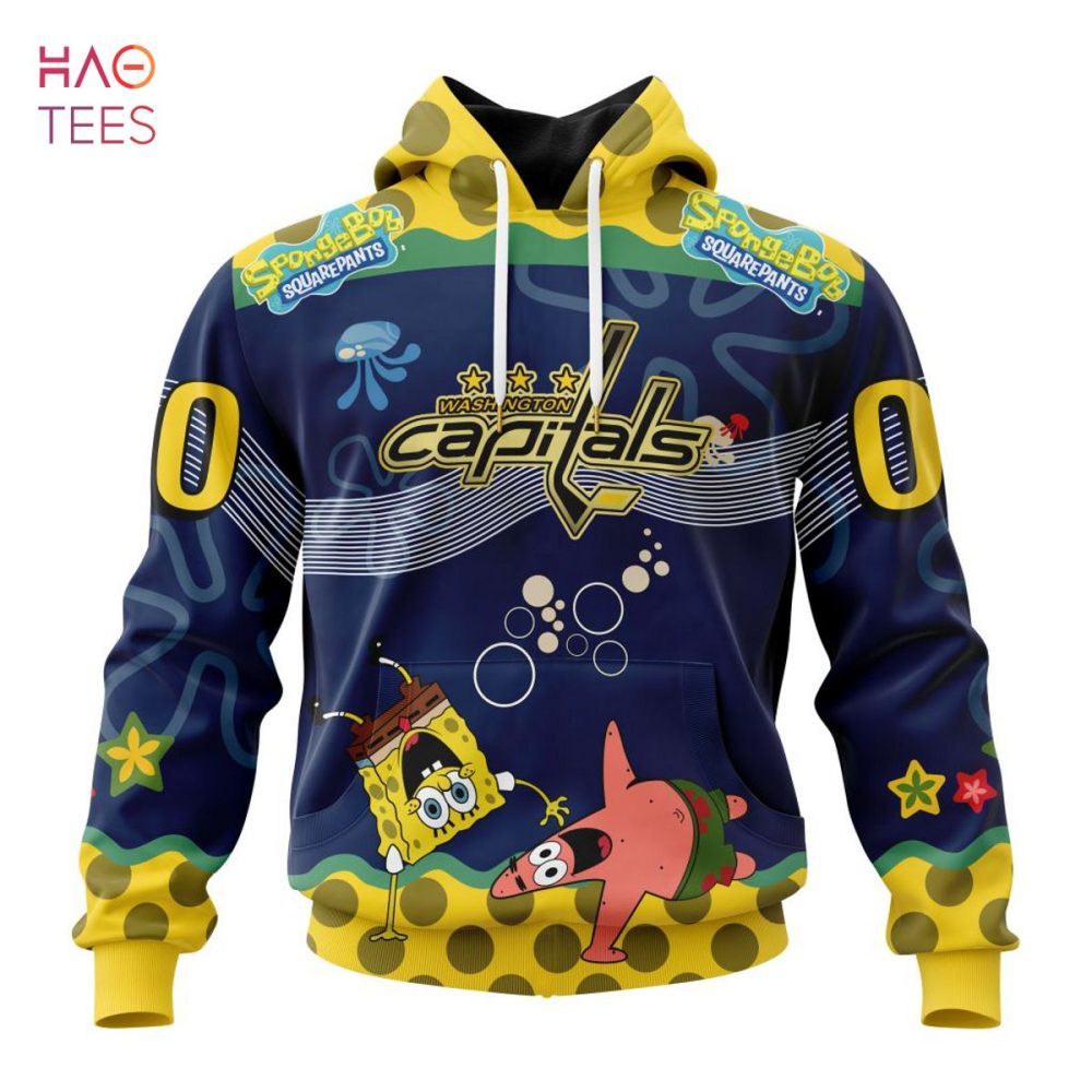 Washington Capitals, Specialized Jersey With Spongebob 3D Hoodie