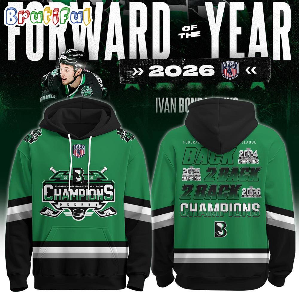 Binghamton Black Bears 2026 Fphl Champions Three-Peat Design Hoodie