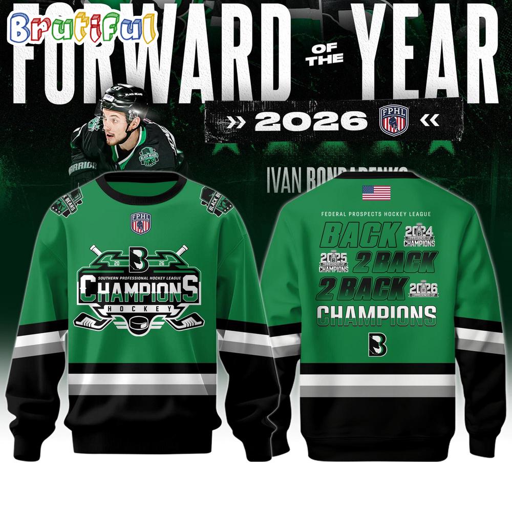 Binghamton Black Bears 2026 Fphl Champions Three-Peat Design Sweatshirt
