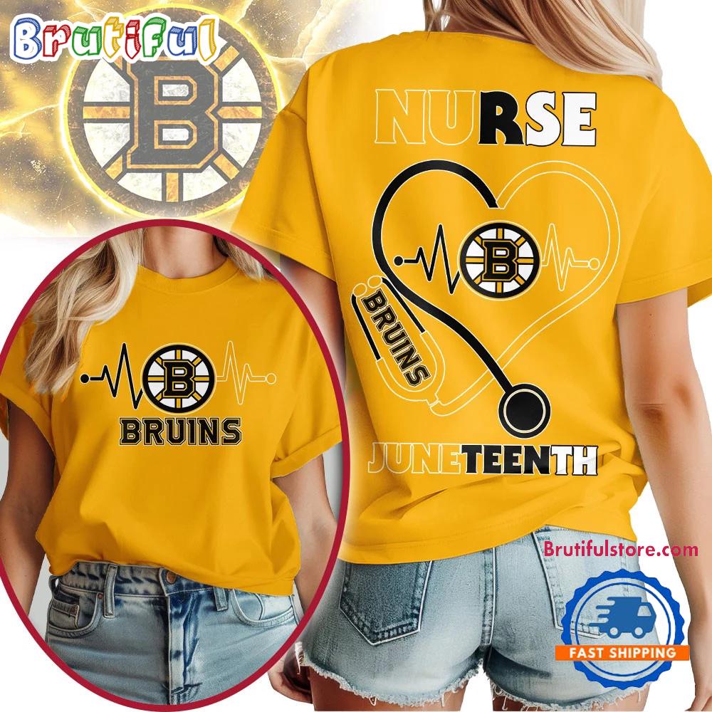 Boston Bruins Nhl Nurse Appreciation Juneteenth Unisex 3D Shirt