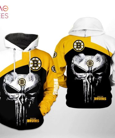 Boston Bruins Nhl Skull Punisher 3D Printed Hoodie