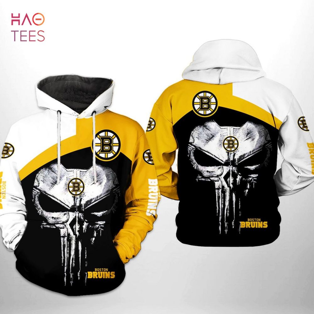 Boston Bruins Nhl Skull Punisher 3D Printed Hoodie