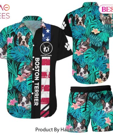 Boston Terrier Hawaiian Shirt Personalized Boston Terrier Floral Hawaii Shirt Brown Boston Terrier Gifts
