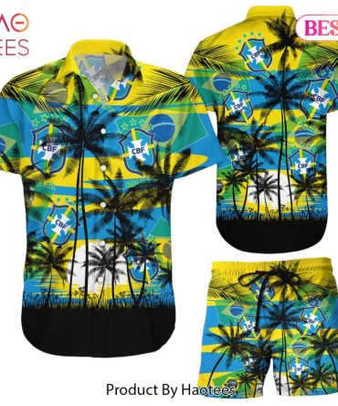 Brazil Coconut Pattern Hawaiian Soccer Team World Cup Champions Football Gift Fans World Cup 3D Hawaiian Shirt