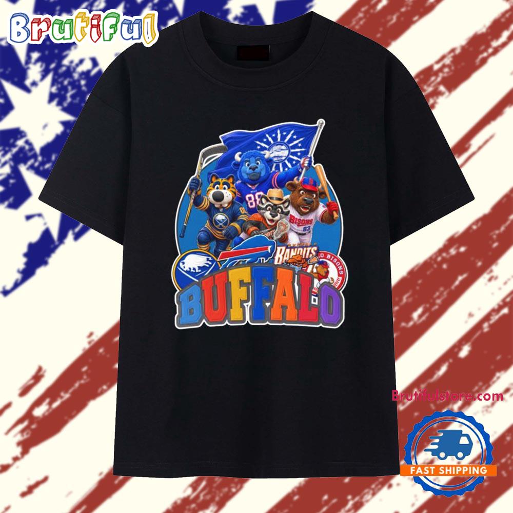 Buffalo Sports Mascot Squad Flag T Shirt