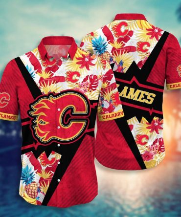 Calgary Flames Nhl Hawaiian Shirt Vacation Spots Field Sport Shirts