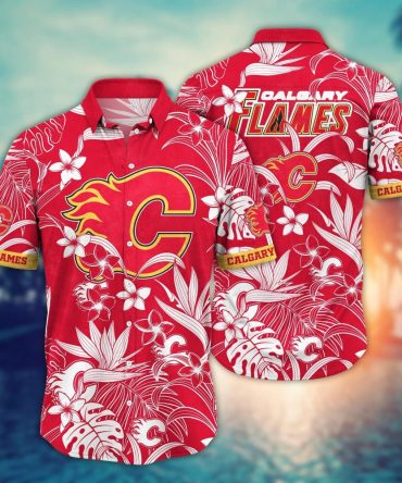 Calgary Flames Nhl Hawaiian Shirt Warm Breezes Aloha Shirt