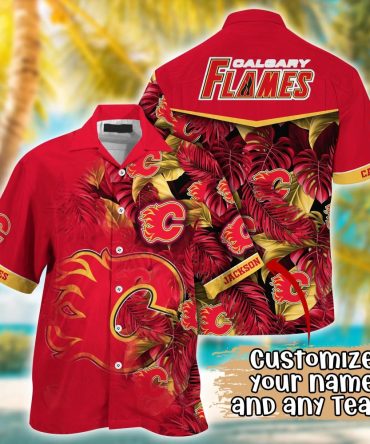 Calgary Flames Nhl Summer Hawaii Shirt And Tshirt Custom Aloha Shirt