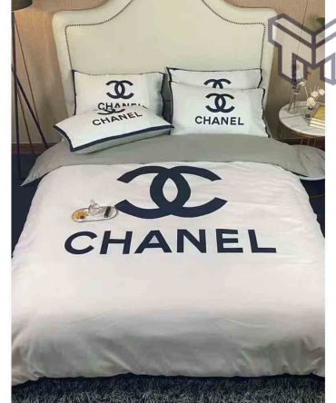 Chanel Bedding Sets, Chanel Navy Logo Bedding 3D Printed Bedding Sets Quilt Sets Duvet Cover