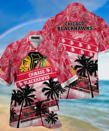 Chicago Blackhawks Nhl Palm Tree Pattern Hawaii Shirt For Sports Fans Unisex Sport Hawaii Shirt