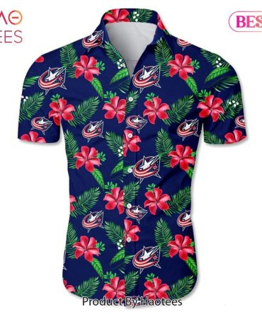 Columbus Blue Jackets Hawaiian Shirt Tropical Flower Summer