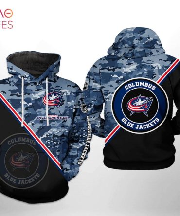 Columbus Blue Jackets Nhl Camo Team 3D Printed Hoodie