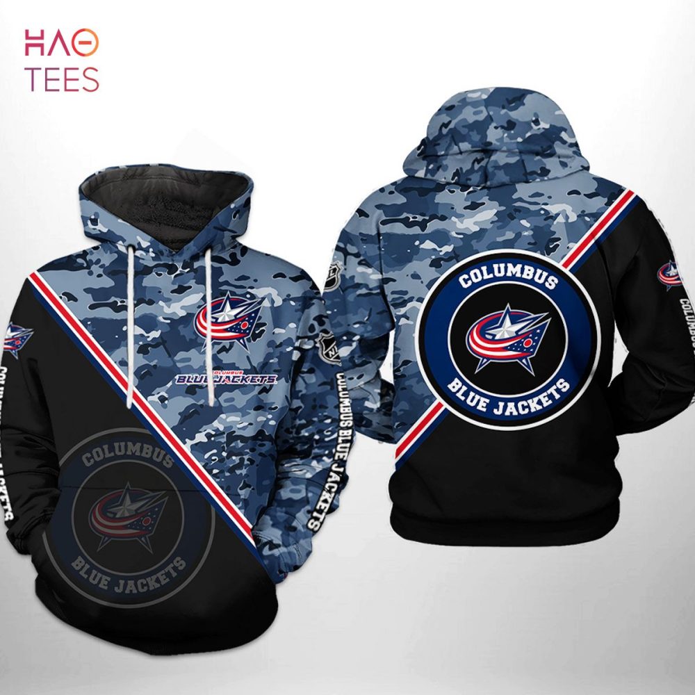 Columbus Blue Jackets Nhl Camo Team 3D Printed Hoodie