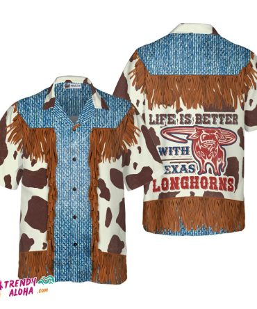 Cowboy Dairy Vintage Western Texas Hawaiian Shirt, Life Is Better With Texas Longhorns Shirt, Texas Home Shirt For Men
