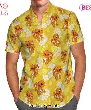 Cute Charmander Tropical Floral Hawaiian Shirt Anime Shirt For Men Women