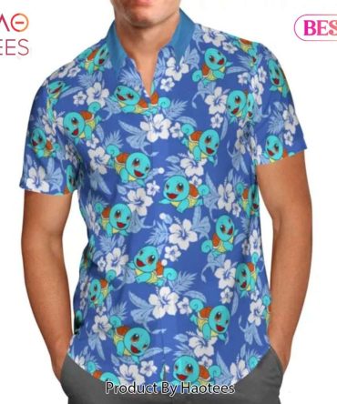 Cute Squirtle Tropical Floral Hawaiian Shirt Anime Shirt For Men Women