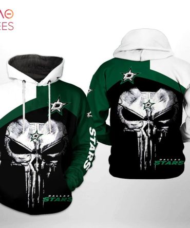 Dallas Stars Nhl Skull Punisher 3D Printed Hoodie