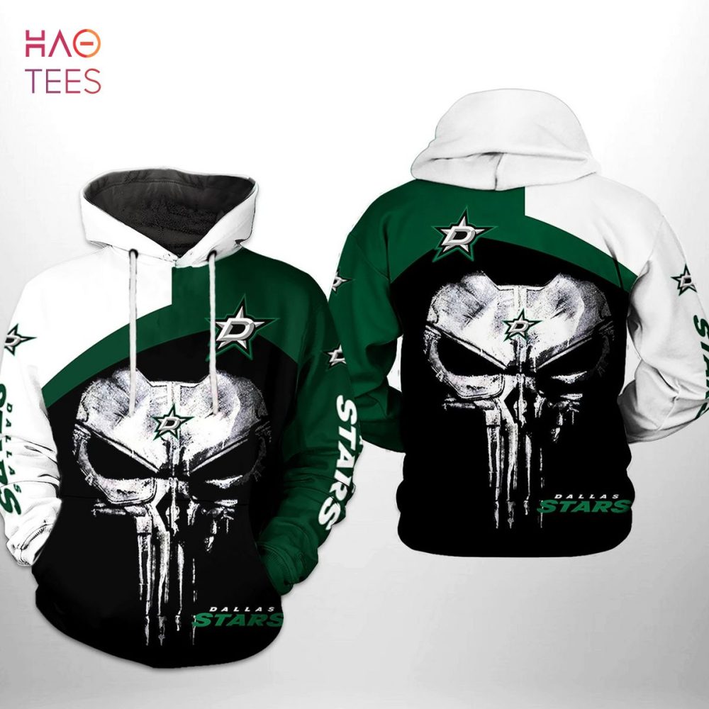 Dallas Stars Nhl Skull Punisher 3D Printed Hoodie