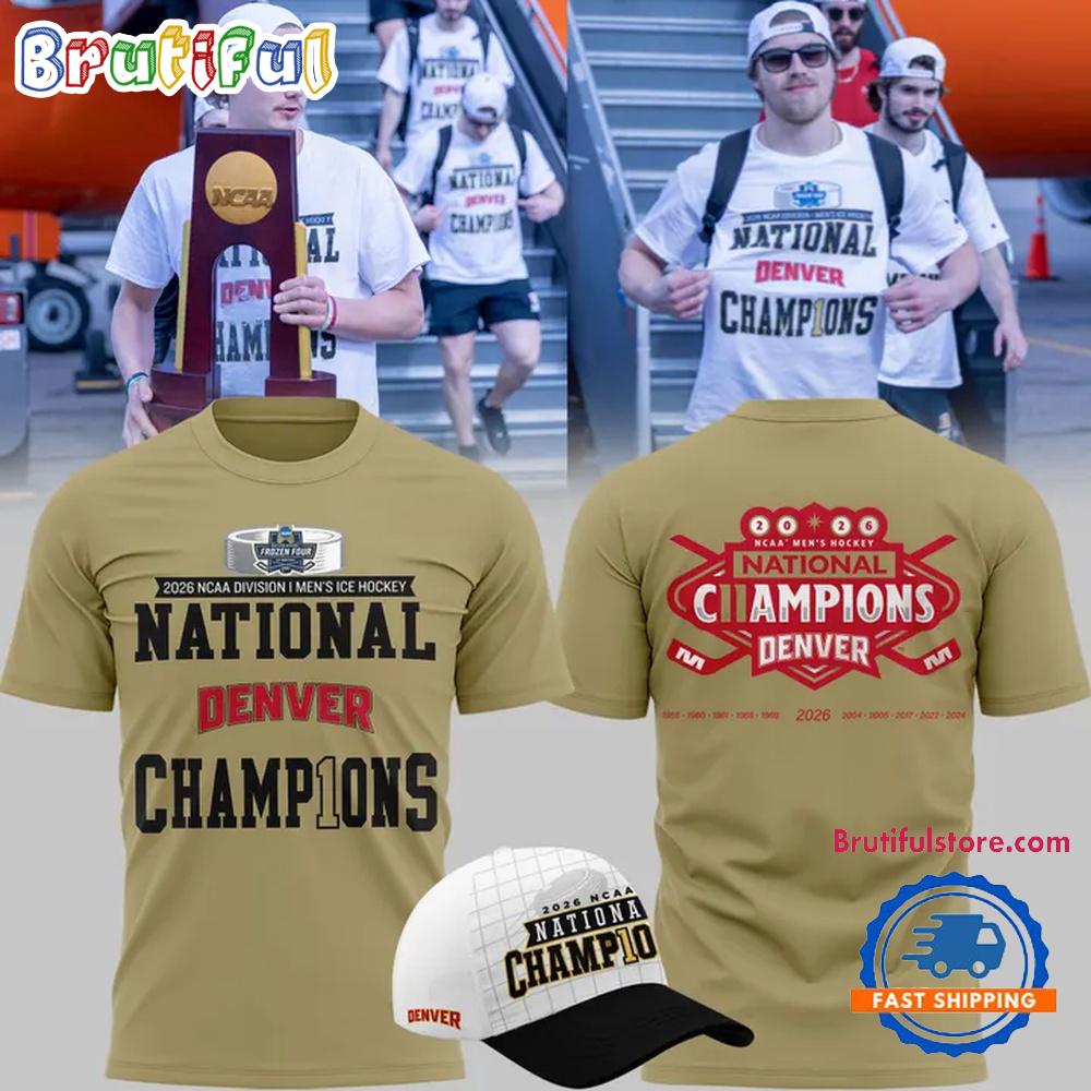 Denver Pioneers 2026 Ncaa Frozen Four Men'S Ice Hockey National Champions 3D T-Shirt