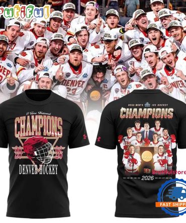 Denver Pioneers 2026 Ncaa Frozen Four Men'S Ice Hockey National Champions All Team Graphic Black T Shirt