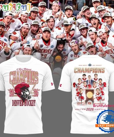 Denver Pioneers 2026 Ncaa Frozen Four Men'S Ice Hockey National Champions All Team Graphic White T Shirt
