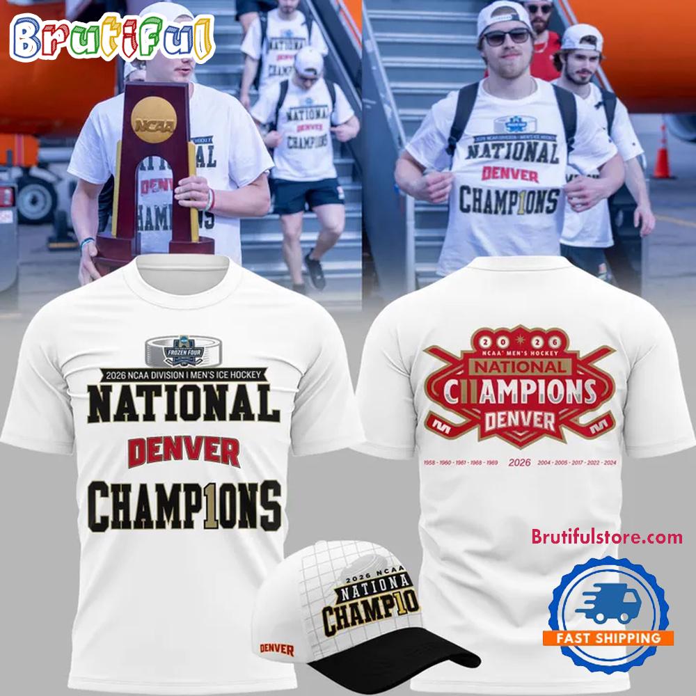 Denver Pioneers 2026 Ncaa Frozen Four Men'S Ice Hockey National Champions T-Shirt