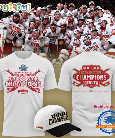 Denver Pioneers 2026 Ncaa Frozen Four Men'S Ice Hockey National Champions White T Shirt