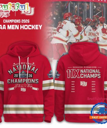 Denver Pioneers Men’S Hockey 2026 National Champions Limited Edition Red Hoodie