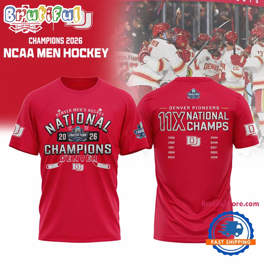 Denver Pioneers Men’S Hockey 2026 National Champions Limited Edition Red T Shirt