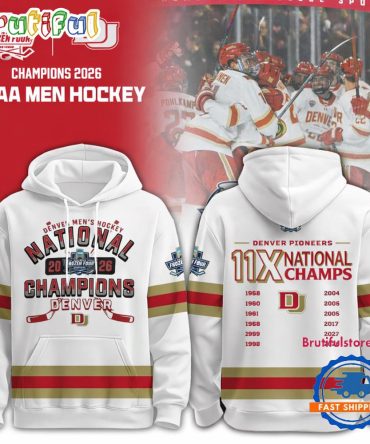 Denver Pioneers Men’S Hockey 2026 National Champions Limited Edition White Hoodie