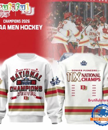 Denver Pioneers Men’S Hockey 2026 National Champions Limited Edition White Sweatshirt