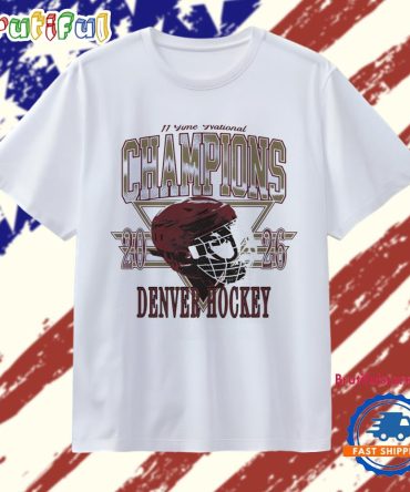 Denver Pioneers Ncaa Hockey 11 Yime Ivational National Champions Helmet T Shirt