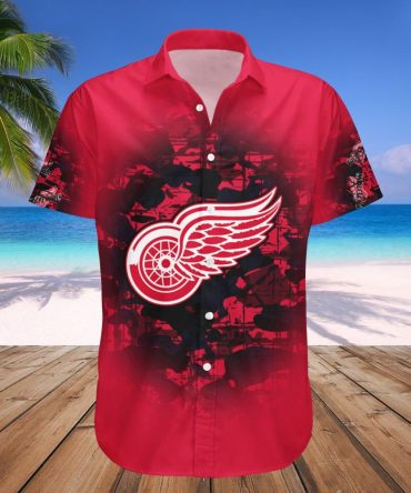 Detroit Red Wings Hawaii Shirt Camouflage Vintage Nhl