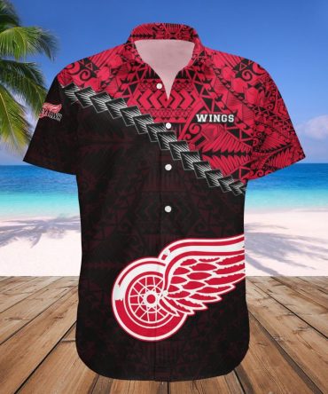 Detroit Red Wings Hawaii Shirt Grunge Polynesian Tattoo Nhl