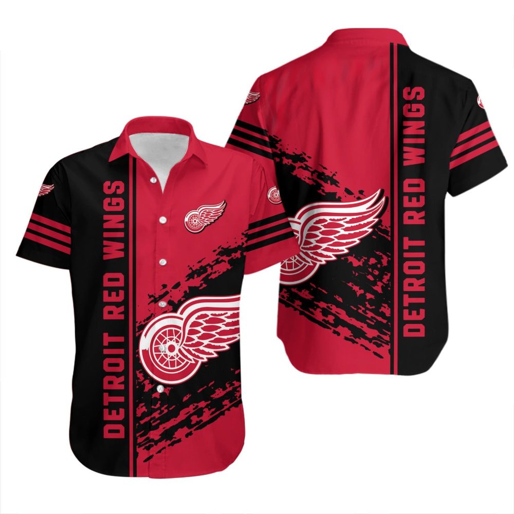 Detroit Red Wings Hawaiian Shirt Quarter Style Nhl