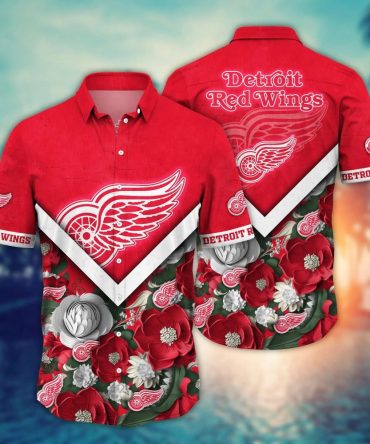 Detroit Red Wings Nhl Hawaiian Shirt Custom Straw Hats Aloha Shirt
