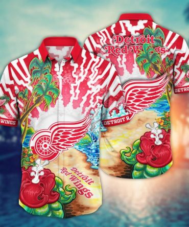Detroit Red Wings Nhl Hawaiian Shirt Flip Flopstime Aloha Shirt